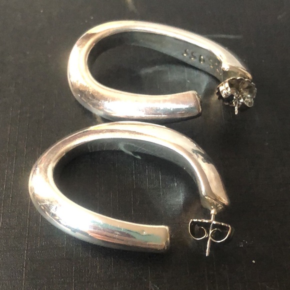 SIMON SEBBAG SSD Sterling Silver Oval Open Hoop Earrings - Picture 16 of 16